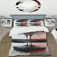 thumbnail image 2 of Designart "Abstract Trees Red and Black by the Lake" Landscape Forest Bedding Covert Set - Forest Yellow Landscapes Bed Set With 2 Shams, 2 of 6