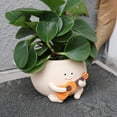 thumbnail image 4 of Smily Face Planter Pot with Drainage Hole Cute Resin, 4 of 7