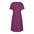thumbnail image 5 of Ndbuld Plus Size Summer Dress for Women Womens Summer Short Sleeve Casual Dresses V-Neck Dress with Pockets Purple M, 5 of 8