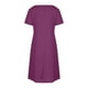 thumbnail image 4 of Vestido Corto de Verano de Moda de Color Sólido Vestido Casual de Cuello en V de Manga Corta, Desgaste Ligero de Poliéster para las Mujeres, Lavado de Manos, 4 of 7