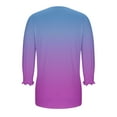 thumbnail image 7 of IROINNID Ladies Fashion Gradient Print Button Down T Shirt 3/4 Sleeve Round Neck Casual Top Soft Comfortable Stretchy Blouse Trendy Stylish Tee Womens Clothing(Purple,M), 7 of 7