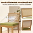 thumbnail image 3 of Bar Stools Set of 2, LEGAHOME 28" Bar Height Bar Stool, Farmhouse Linen Upholstered Bar Stool with Cane Back, Wood Bar Chairs for Kitchen Island Dining Room, Suitable for 40"-42" Table, Green, 3 of 7