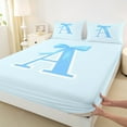thumbnail image 3 of Manfei Letter A Monogrammed Twin Sheet Sets,Cute Cartoon Bowtie Twin Fitted Sheet,Blue Bow Tie Flat Sheet For Girls Kids,Microfiber Room Decorative,3pcs, 3 of 7