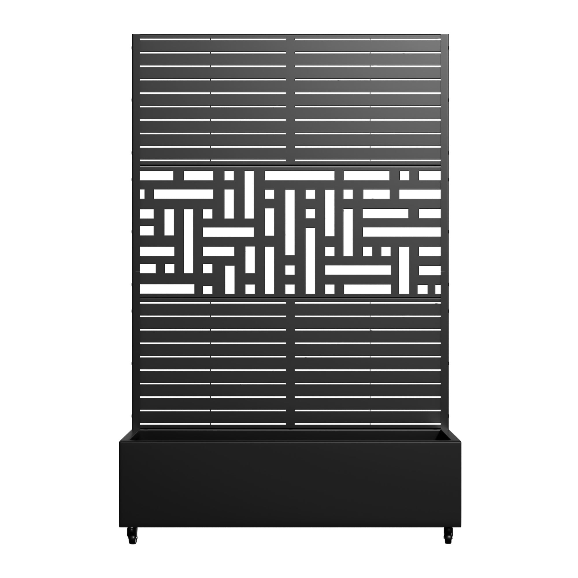 MAYEERTY 47*16*72" Outdoor Black Metal Planter Box with Trellis for Climbing Plants, Parallel & Street Pattern
