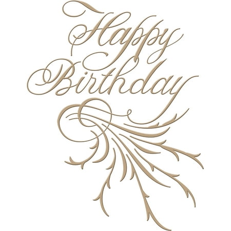Glimmer Swirl - Spellbinders Glimmer Hot Foil Plate-Happy Birthday-Copperplate Script