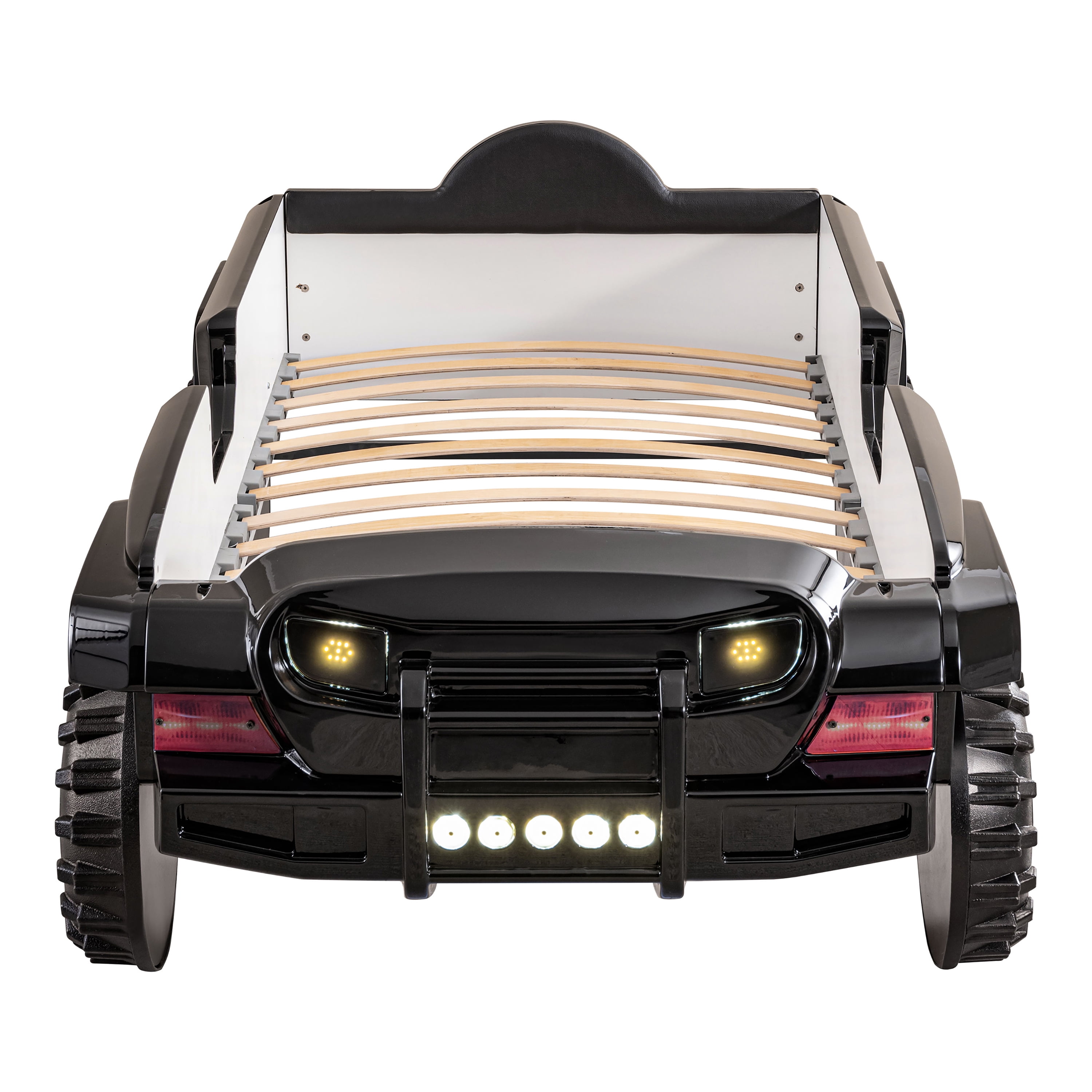 Furniture of America Terra Kids Plastic Twin SUV Bed with LED and Sound, Black