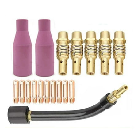 

18Pcs 15AK for Binzel Torch/ Consumables Electrode Link Rod Tips Goose Neck Bend for MIG Welding Machine 0.8mm