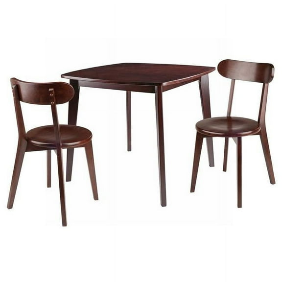 Winsome Wood Pauline 3-PC Set, Dining Table & 2 Chairs, Walnut Finish