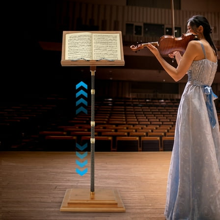 Miumaeov 70-150cm Height Adjustable Bamboo Music Stand Bamboo Conductor Music Stand W/ Wide Wooden