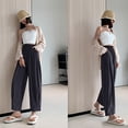 thumbnail image 6 of Women's Ice Silk Palazzo Pants Elastic Waist Casual Wide Leg Trousers Loose Long Pajama with Pockets, 6 of 6