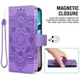 thumbnail image 4 of Compatible with Tracfone BLU View 4 B135DL Wallet Phone Case and Tempered Glass Screen Protector Flip Credit Card Holder Stand Mandala Flower Cell Cover for BLUE View 2 2023 View4 135DL Women Purple, 4 of 8