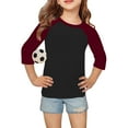 thumbnail image 6 of fnnxnal Big Girls Raglan Sleeve Long Sleeve Shirt - Wine Color, 11T Size, Polyester Spandex Blend, Stretchy Machine Washable for Everyday Play & School, 6 of 6
