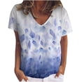 thumbnail image 2 of DPTALR T-Shirt à Col en V Imprimé pour Femmes Manches Courtes Tee Décontracté Blouse, 2 of 5
