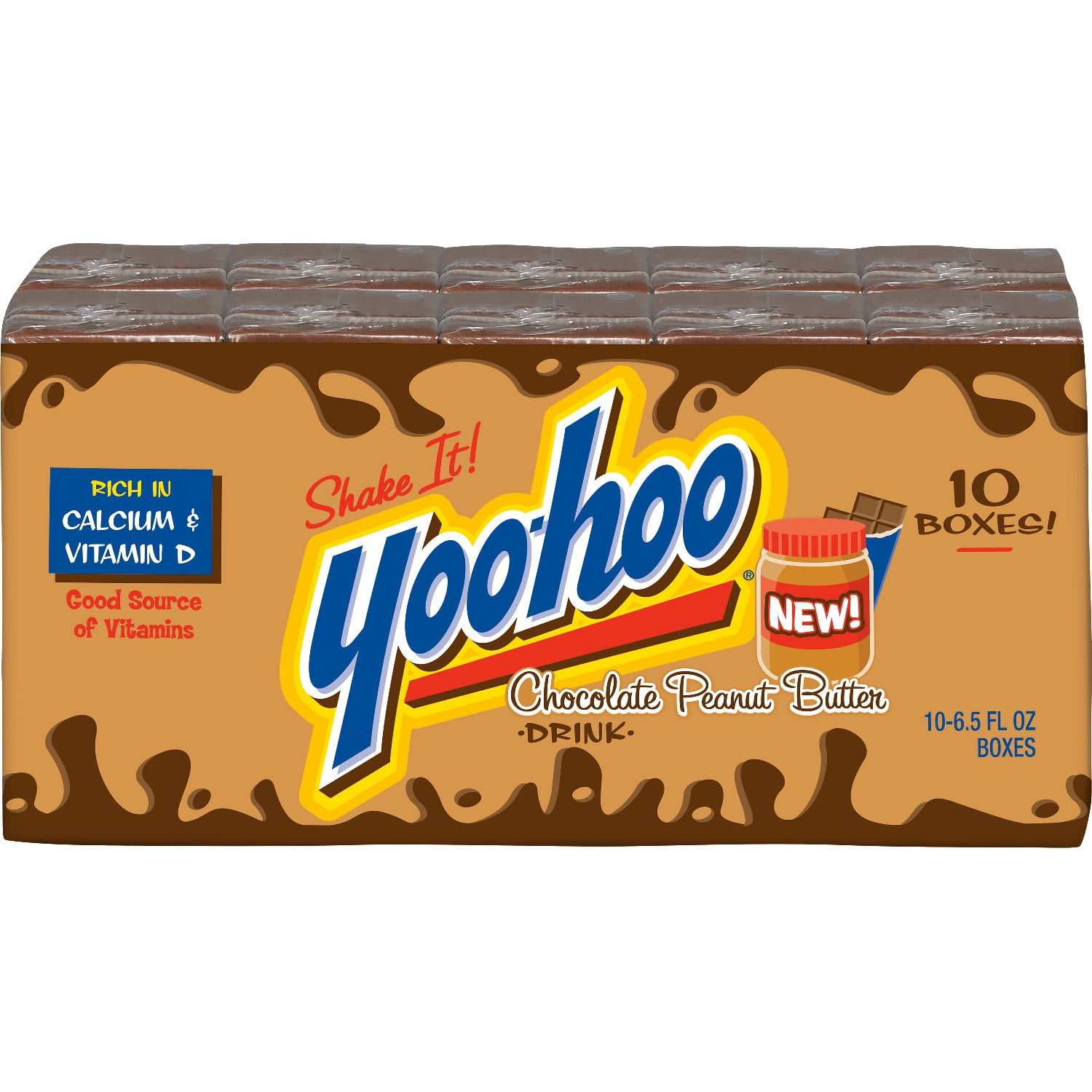 (Pack of 4) Yoohoo Chocolate Peanut Butter Drink, 6.5 fl oz Boxes, 10