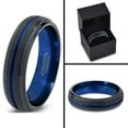 thumbnail image 4 of P. Manoukian Tungsten Wedding Band Ring 6mm for Men Women Blue Black Beveled Edge Brushed Polished Lifetime Guarantee Size 10.5, 4 of 4