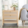 thumbnail image 1 of EDTara Rattan Night Stand Set, Pair Of Mid Century Modern Bedside Tables With Storage Shelf and Drawers, 1 of 9