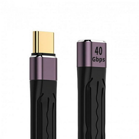 FVH USB4 Extension Cable 13cm Slim Flat Male to Female 40Gbps with 100W Charging and 8K@60Hz Compatible with Thunderbolt3/4