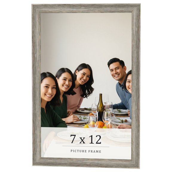7x12 Frame Grey Solid Wood Picture Frame Width 1 Inches | Interior Frame Depth 0.5 Inches |