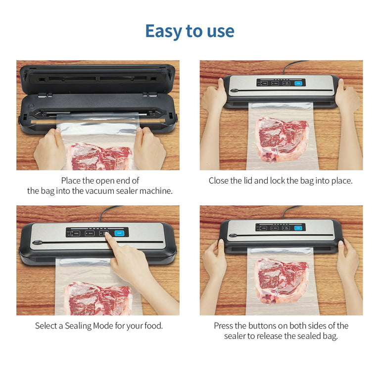  INKBIRD Food Vacuum Sealer Machine, Sealing-Time Countdown&  Viewable Window, Built-in Cutter and Roll Storage(Up to 20ft), One-Touch  Moist Modes for Seasoned Meat, Starter Kit with Bag*5, Roll*1: Home &  Kitchen