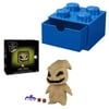 Nightmare Before Christmas - Oogie Boogie Collectible Figure + Desk Drawer 4 knobs Stackable Storage Box Blue, Pack of 2
