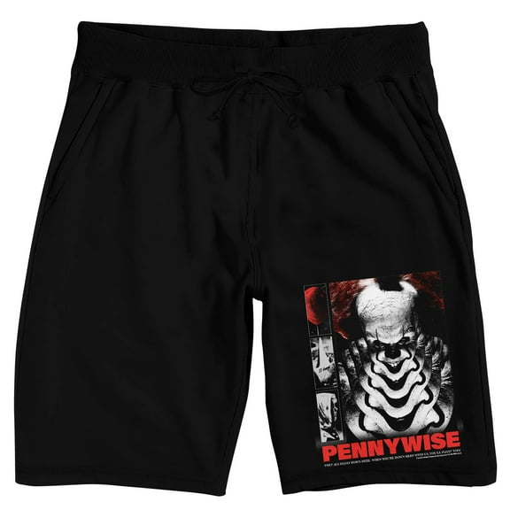 IT Movie (2017) Pennywise Men's Black Lounge Shorts-3XL