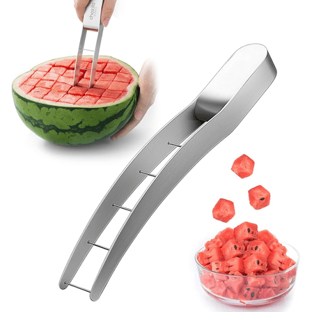 Watermelon Cutter Slicer,Stainless Steel Watermelon Cube Cutter Quickly Safe Watermelon Knife,Fun Fruit Knives Salad Melon Baller for Kitchen Gadget
