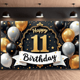 thumbnail image 6 of Gold Black Silver 11th Birthday Banner Star Decor Display Glittery Balloons Golden Number 11 11th Celebration Backdrop for 11th Birthday Party Indoor Party Photo Shoot, 6 of 9