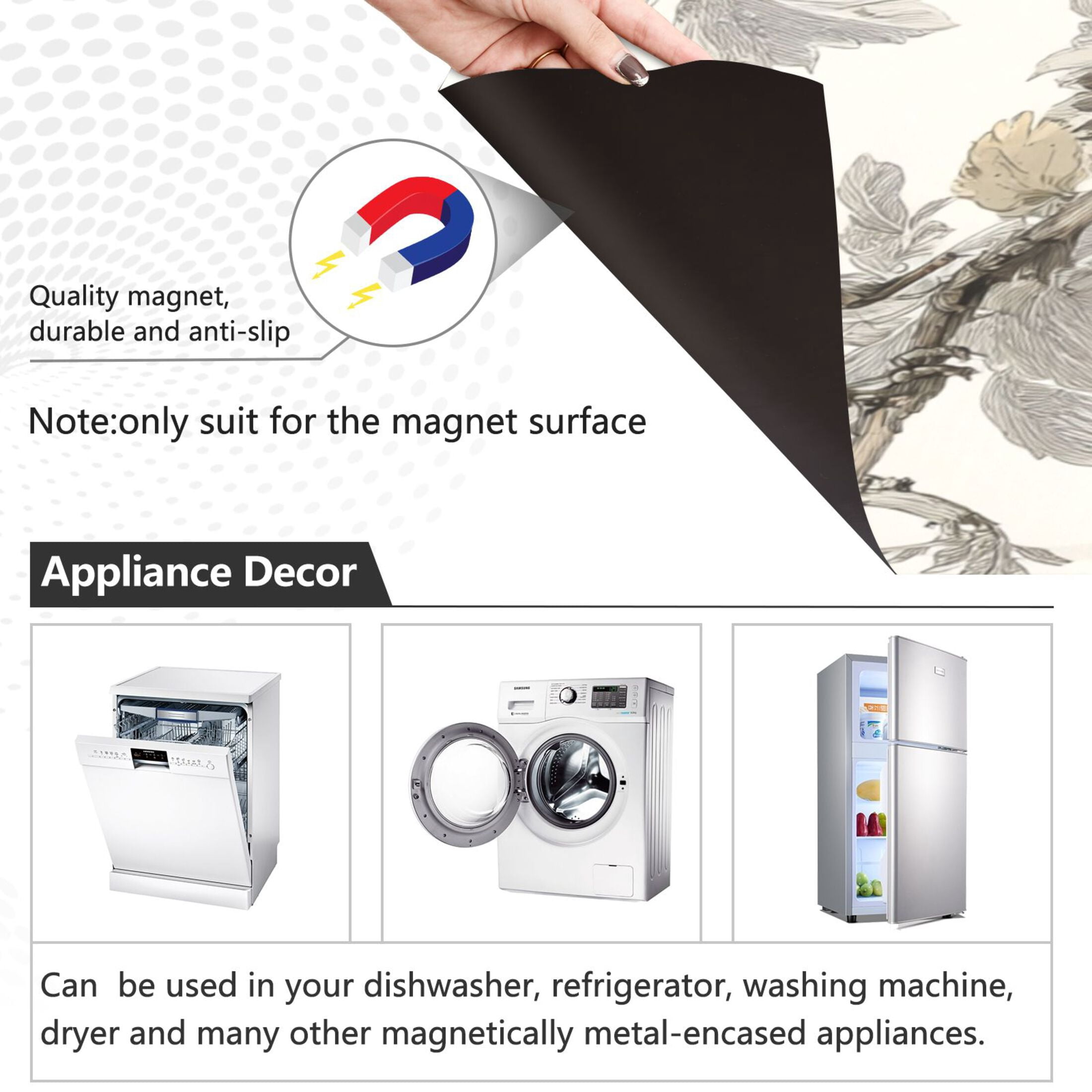 Dishwasher Sticker Magnetic Dishwasher Sticker Magnetic Decorative Sticker Refrigerator Sticker Dishwasher Decorative Stickers Cute Cat and Bird