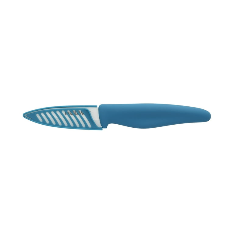 Farberware Professional 3-inch Ceramic Paring Knife with Teal Blade Cover  and Handle 