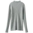 thumbnail image 4 of Xihbxyly Turtleneck for Women, Womens Long Sleeve Knit Tops Fashion Solid Color Turtleneck Tshirt Slim Fit Stretchy Layer Tee Shirts High Neck Knitted Sweater, 4 of 4