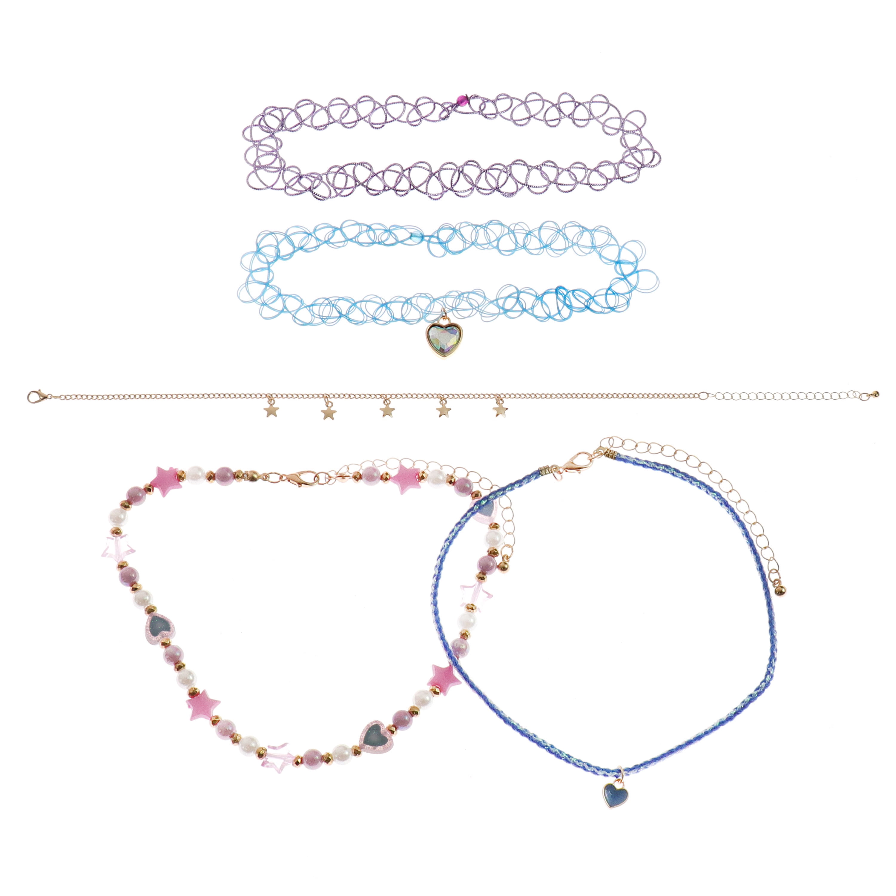 Wonder Nation 5 Pack Choker Set with Charms and Beads (Girl's)