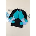 thumbnail image 3 of ABPHQTO Top verde de mujer con cremallera y escote color block Rashguard, 3 of 5