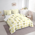 thumbnail image 3 of Homewish Love Heart Print Bedding Comforter Set 7 Pieces for Female Men Adults,Yellow White Full Bedding Set Lightweight,Romantic Valentine's Day Fitted Sheet Flat Sheet,Microfiber Bedroom Decor, 3 of 8