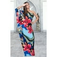 thumbnail image 4 of KOH KOH Long Sexy One Shoulder Flower Print Hawaiian Summer Spring Cocktail Party Full Length Tall Flowy Sundress Maxi Dress Gown For Women Blue & Multi Color XXXX-Large US 26-28 NT169_A002, 4 of 6