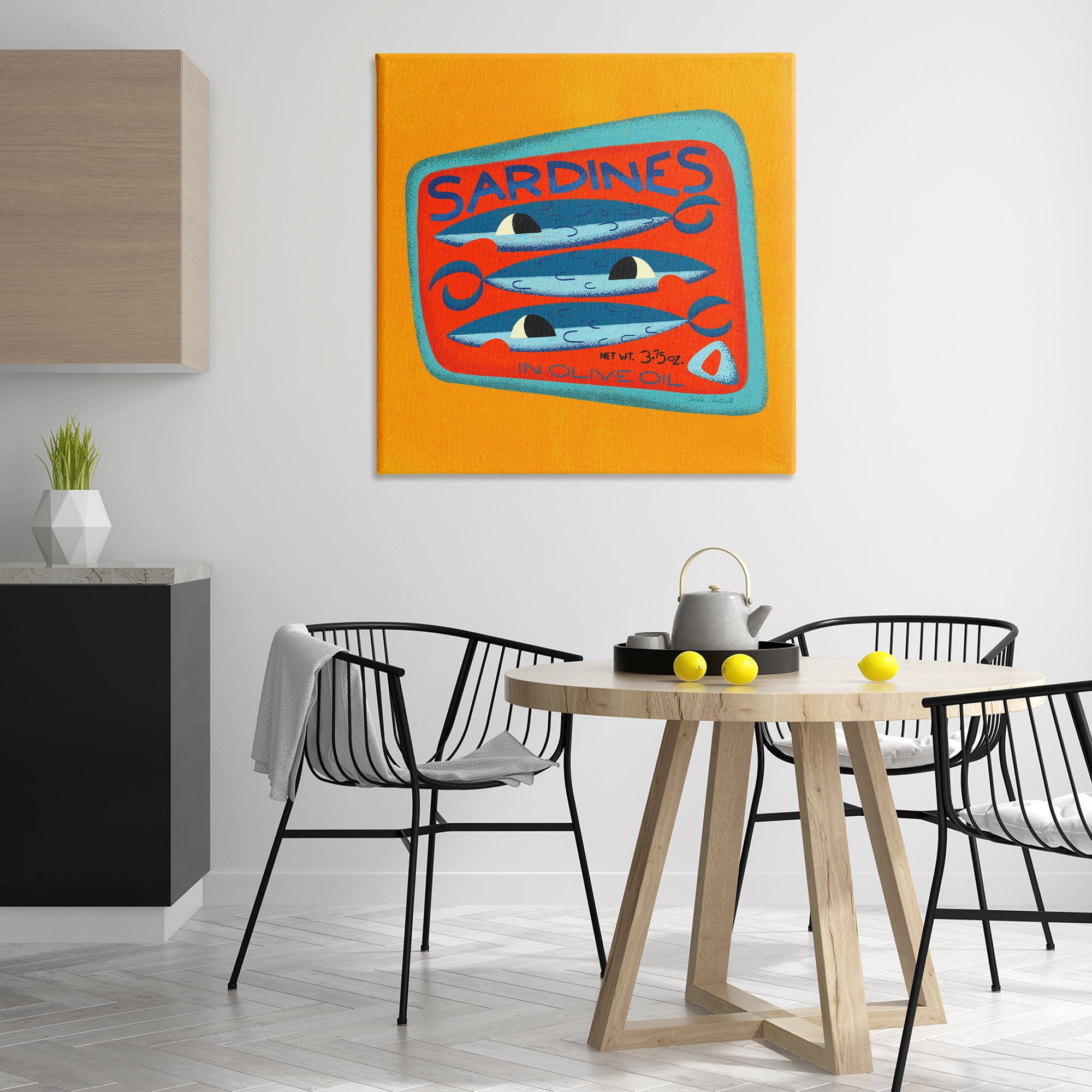 Stupell Industries Bright Hued Sardine Can Food & Beverage Painting Wrapped Canvas Art Print Wall Art, 36 x 36
