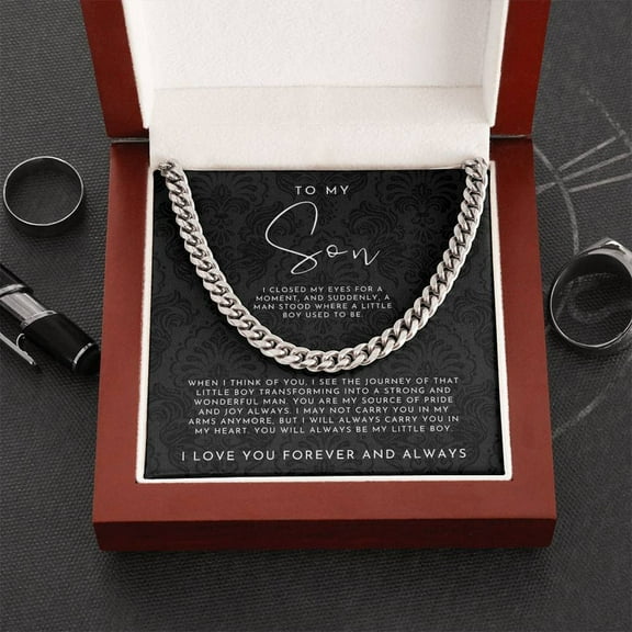 To My Son (I Closed My Eyes) Cuban Link Chain Necklace Luxury Box
