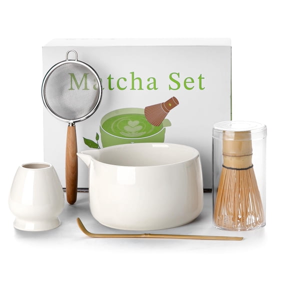 Set de matcha Jardin Tesoro, bol de cerámica de 570 ml, 5 piezas