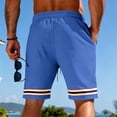 thumbnail image 6 of Bermuda Shorts for Men Summer Casual Waffle Knit Elastic Waist Straight Leg Slim Fit Beach Shorts with Pockets, 6 of 9