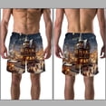 thumbnail image 3 of luoweisi Men's Beach Shorts Quick Dry Swim Trunks with Mesh Lining Christmas Night L, 3 of 5