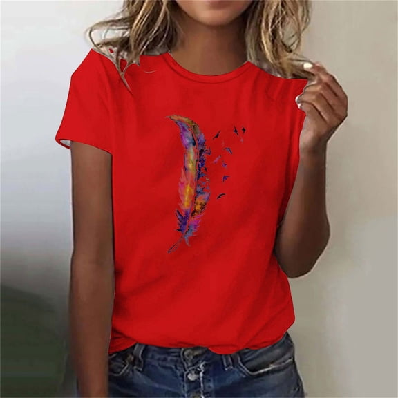 SEMPAI T-Shirts Women tops Short Sleeve V-Neck Womens Summer tops Gifts Classic Fit Athletic Print Plus Size Shirts for Women Summer tops for Women 2024
