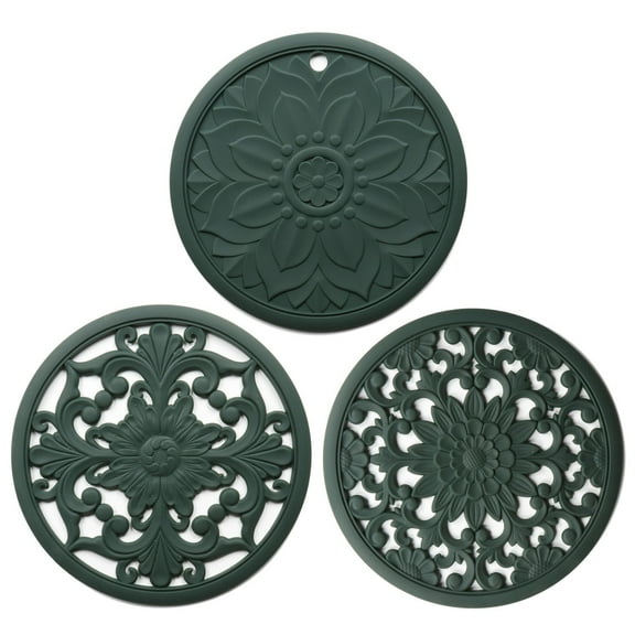 VerPetridure Silicone Trivet Mat Set with 3 Carved Patterns Hot Pot Holder Hot Pads
