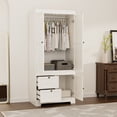 thumbnail image 4 of Armoire Wardrobe Closet, 71"H Modular Wooden Clothes Wardrobe Storage Cabinet with Hanging Rods, White, 4 of 9