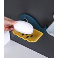 thumbnail image 1 of Dispensador de jabón sin perforaciones de 3 piezas de color azul oscuro para almacenamiento de cocina, con forma de ballena, para baño, jabonera, estante de pared, 1 of 4