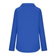 thumbnail image 4 of Qgtaibl Women's Fleece Zip Up Jacket Solid Color Lapel Long Sleeve Outerwear Coat Fall Loose Fit Daily Warm Tops with Pockets Blue S, 4 of 8