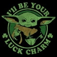 thumbnail image 2 of Women's Star Wars: The Mandalorian St. Patrick's Day Grogu I'll be your Lucky Charm Graphic Tee Black Medium, 2 of 4