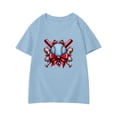 thumbnail image 6 of ibiyuan Girls Shirts Size 10 Holiday Short Sleeve Girls T Shirts Size 14-16 Heart Bow Girls Tops Size 6 Crewneck Basic Tee Quality Vacation Summer Tee Top,6-7 Years, 6 of 6