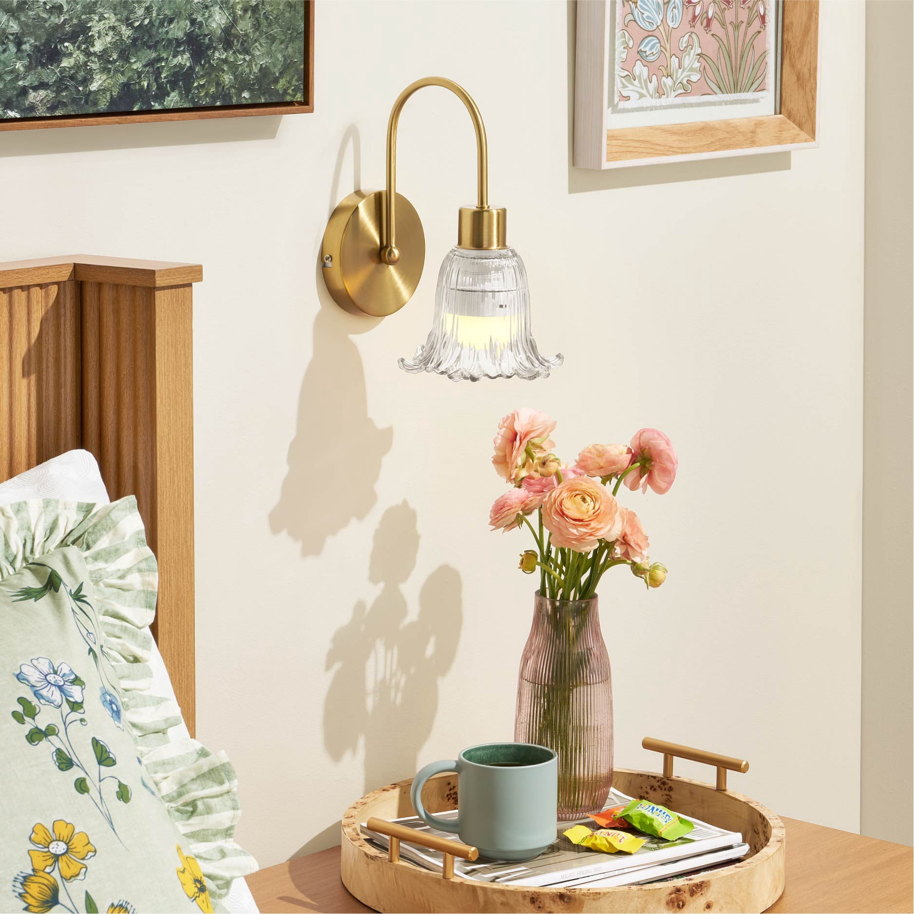 Beautiful Clear Flower Petal LED Rechargeable Wall Sconce by Drew Barrymore