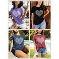 thumbnail image 6 of Anbech Heart Printed T-Shirt for Women Casual Graphic Junior Girls Short Sleeve Tee Tops with Crew Neck, 6 of 14