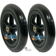 8 X 1" 5 SPOKE WHEEL WITH SOLID TIRE AND 1 1/2" HUB. 5/16" BEARINGS. PRICE FOR A SET OF 2