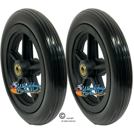 8 X 1" 5 SPOKE WHEEL WITH SOLID TIRE AND 1 1/2" HUB. 5/16" BEARINGS. PRICE FOR A SET OF 2